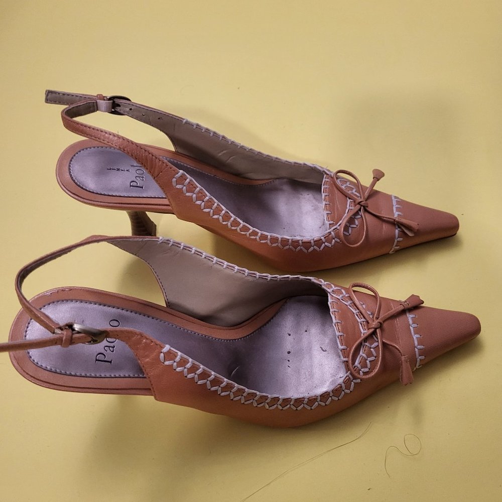 Linea Paolo orange and white sling backs in US women's size 4